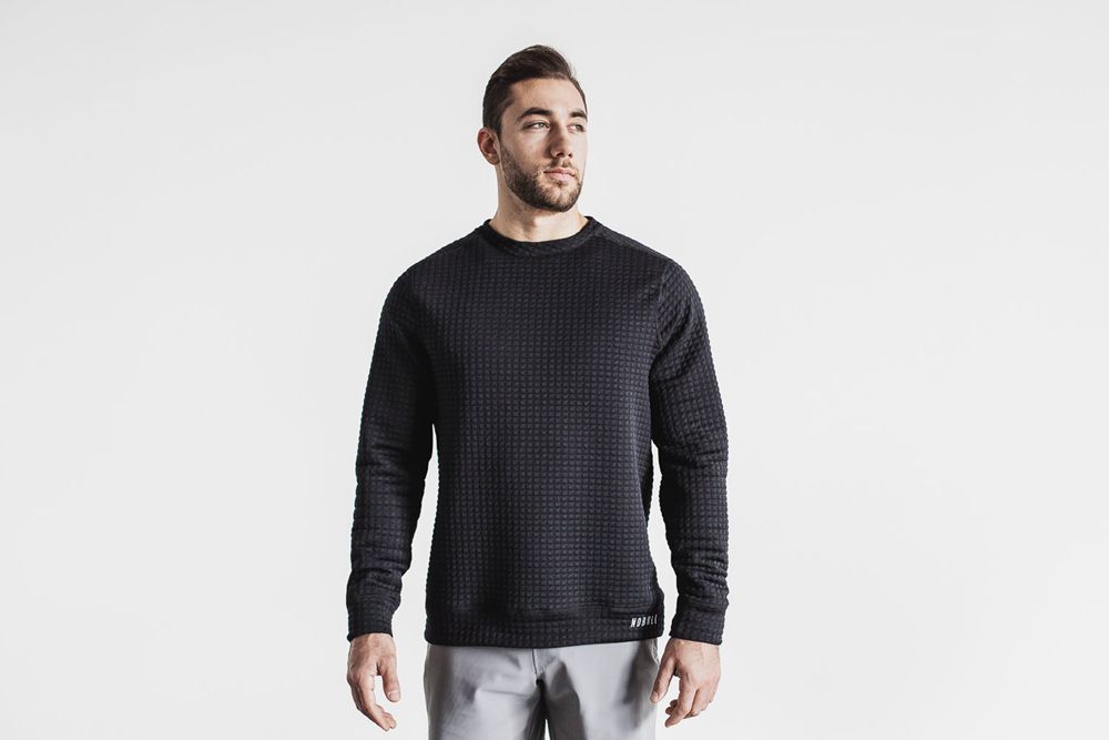 Sweats À Capuche NOBULL Homme Noir - NOBULL Quilted Crew,France (7526-MCALJ)